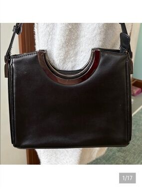 Gogo  vegan Leather satchel shoulder bag  black  gunmetal hardware  retro 3 Comp